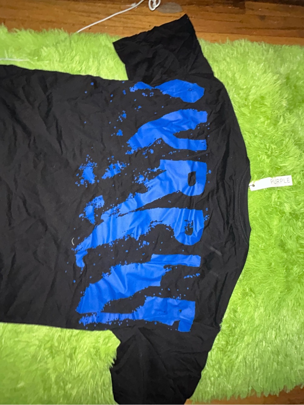 Men's Black Tee with Bold Blue Print